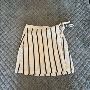 Striped Wrap Skirt - Black and Cream